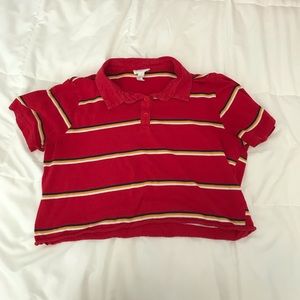 red striped collared cropped top
